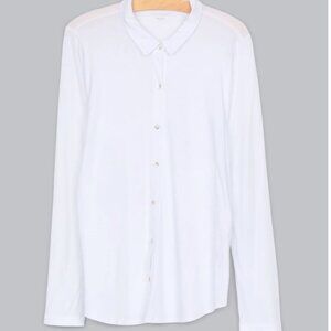 Eileen Fisher Organic Cotton Easy Jersey Button Down Shirt - Medium